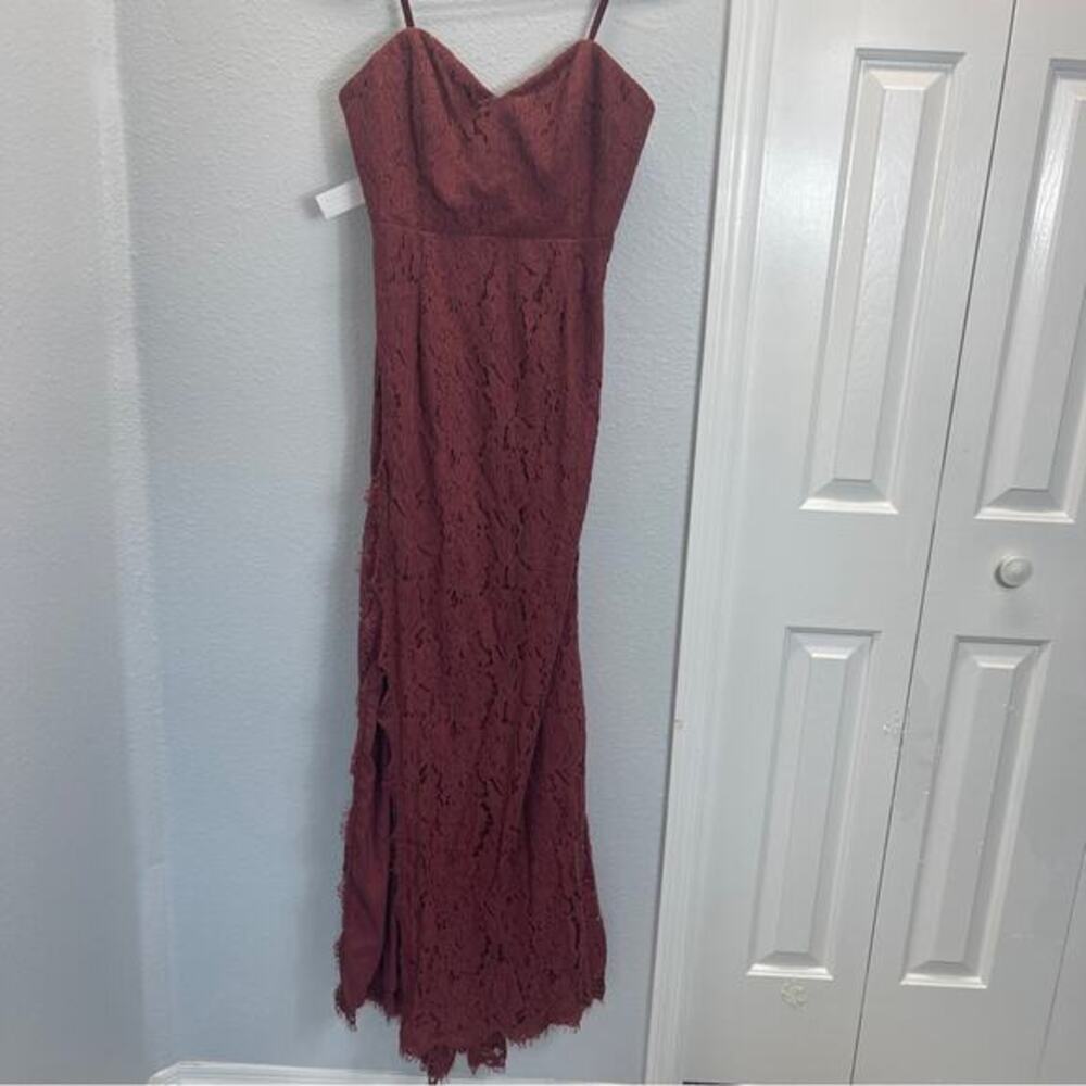 Fame and Partners‎ Twilight Dress Strapless Lace Cinnamon Rose Wine - Picture 2 of 13